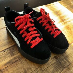 Puma Woman’s X Mayze  platform shoes black aqua and orange